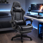 Kancelárska stolička s opierkou na nohy a vankúšmi – čierna