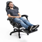 Kancelárska stolička s opierkou na nohy a vankúšmi – čierna