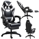 Kancelárska stolička s opierkou na nohy a vankúšmi – biela