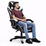 Kancelárska stolička s opierkou na nohy a vankúšmi – biela