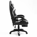 Kancelárska stolička s opierkou na nohy a vankúšmi – biela