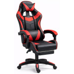 Kancelárska stolička s opierkou na nohy a vankúšmi – červená