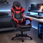 Kancelárska stolička s opierkou na nohy a vankúšmi – červená