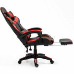 Kancelárska stolička s opierkou na nohy a vankúšmi – červená