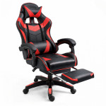 Kancelárska stolička s opierkou na nohy a vankúšmi – červená