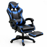 Kancelárska stolička s opierkou na nohy a vankúšmi – modrá