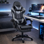 Kancelárska stolička s opierkou na nohy a vankúšmi – sivá