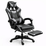 Kancelárska stolička s opierkou na nohy a vankúšmi – sivá