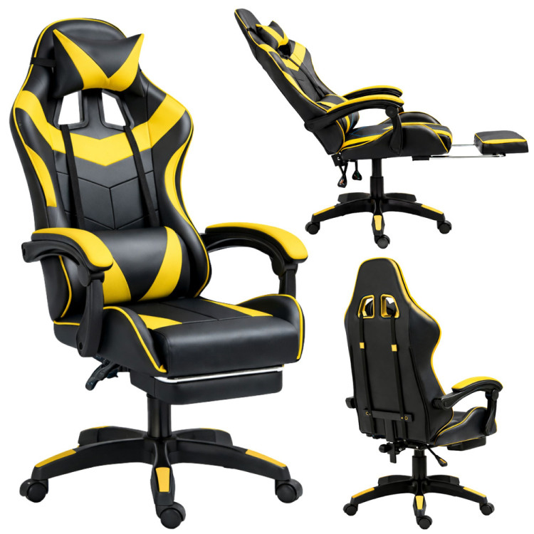 Kancelárska stolička s opierkou na nohy a vankúšmi – žltá