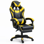 Kancelárska stolička s opierkou na nohy a vankúšmi – žltá