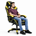 Kancelárska stolička s opierkou na nohy a vankúšmi – žltá