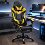 Kancelárska stolička s opierkou na nohy a vankúšmi – žltá