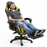 Kancelárska stolička s opierkou na nohy a vankúšmi – žltá