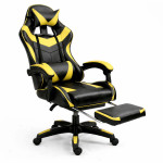 Kancelárska stolička s opierkou na nohy a vankúšmi – žltá