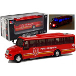 Hasičský autobus so zvukovom a svetlami červený