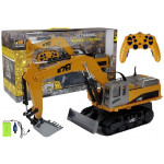RC Žltý bager s pohyblivým ramenom na diaľkové ovládanie