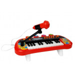 Detské klávesy s mikrofónom 24 klávesov  červené