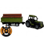 Zelený traktor s prívesom na drevo na diaľkové ovládanie 2,4GHz RTR 