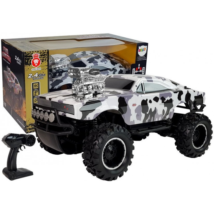 Terénne auto na diaľkové ovládanie 2,4GHz 1:10 4x4 bielo-čierna kamufláž RTR