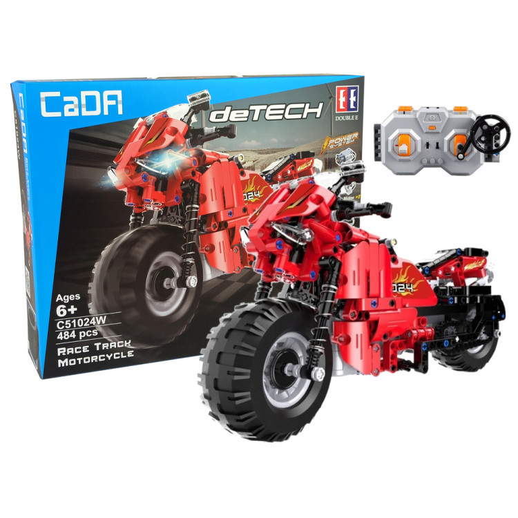 Stavebnica CADA motocykel diaľkovo ovládaný 2.4G - 484 kusov