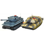 Sada tankov nemecký Tiger a Abrams 1:32 RC RTR - modrý a zelený