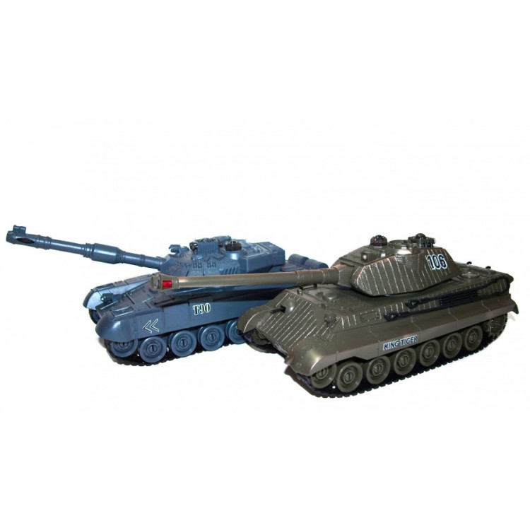 Sada tankov Russian T90 v2 a German King Tiger 1:28 RC RTR - modrý, sivý