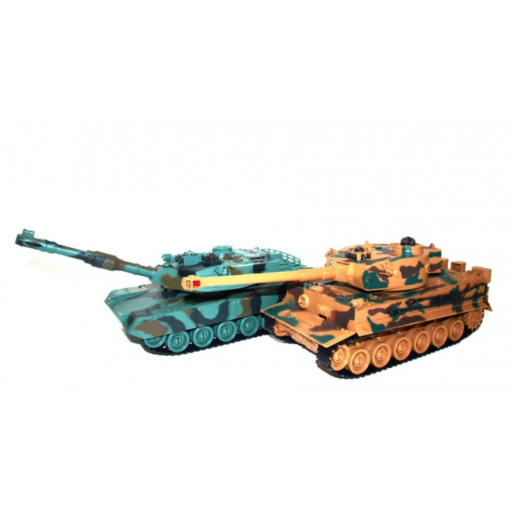 Sada tankov M1A2 Abrams a German Tiger 1:28 RC RTR - modrý, oranžový