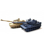Sada tankov M1A2 Abrams a PK German Tiger 1:28 RC - hnedý, sivý
