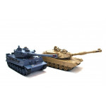 Sada tankov M1A2 Abrams a PK German Tiger 1:28 RC - hnedý, sivý