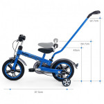 Detský bicykel 12" Rastar Mini s rúčkou - modrý