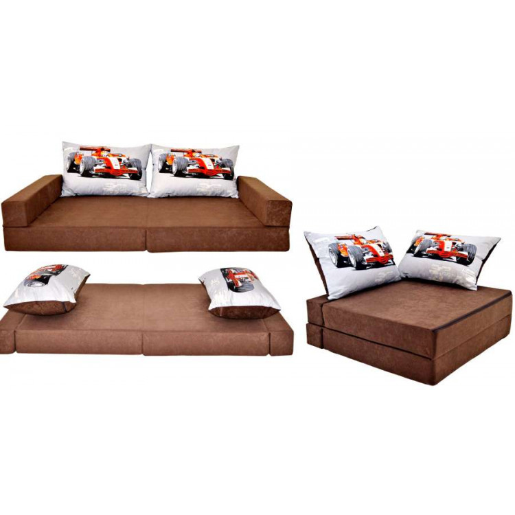 Detská pohovka Welox Collage - formula, hnedá