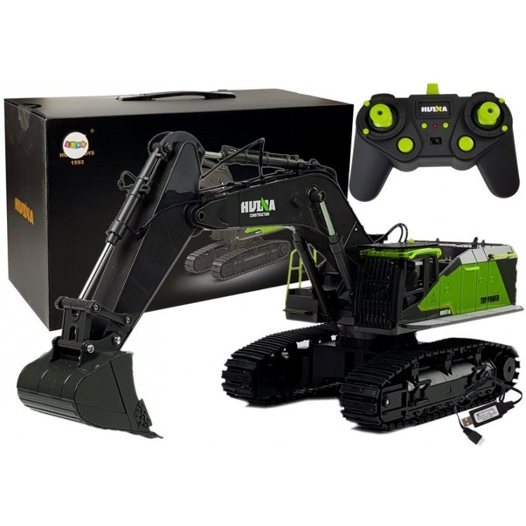 Diaľkovo ovládané rýpadlo model 1593 HuiNa zelené 1:14