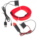LED ambientné osvetlenie pre auto / auto USB / 12V páska 5m červená