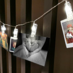 Svetelná reťaz, štipce na fotografie 1,5m - 10 LED biele