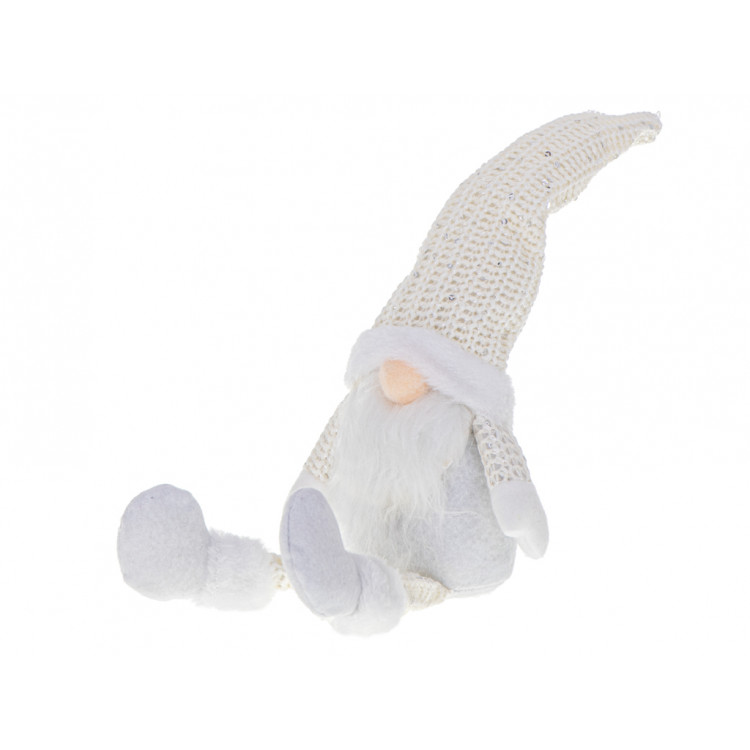 Vianočný trpaslík s bradou biely 47cm
