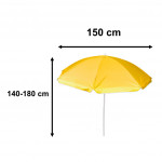 Plážový slnečník nastaviteľný rozbitný UV skladací 150cm žltý