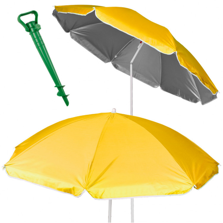 Plážový slnečník nastaviteľný rozbitný UV skladací 150cm žltý