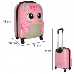 Detský cestovný kufor na kolieskach – ružová mačka