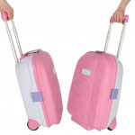 Detský cestovný kufor na kolieskach s menovkou – ružový