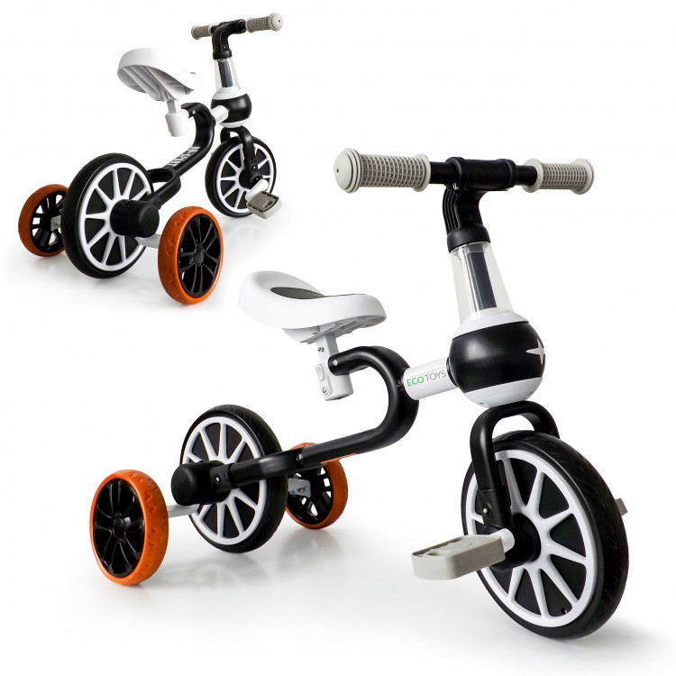 Trojkolesový bicykel 4v1 - čierno-biely Trojkolesový bicykel 4v1 - čierno-biely