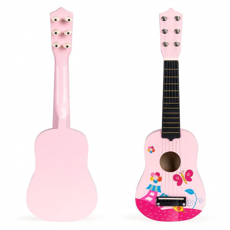 Detská drevená gitara - ružová ECOTOYS