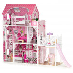 Drevený domček pre bábiky XXL s výťahom a šmykľavkou