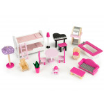 Drevený domček pre bábiky XXL s výťahom a šmykľavkou