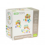 Drevený triediaci vozík s blokmi - ECOTOYS edukačná kocka pre deti