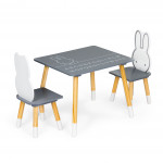 Detský drevený stôl so stoličkami - šedé