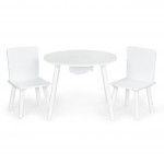 Detský drevený stôl + 2x stoličky - biele