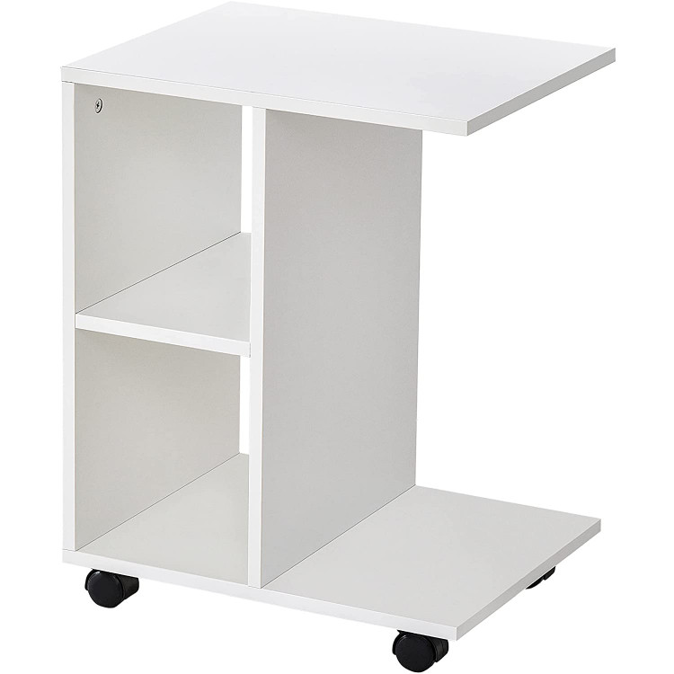 Biely stolík na kolieskach - organizér