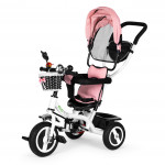 Detská trojkolka s odolnými gumenými kolesami, ružová ECOTOYS Detská trojkolka s odolnými gumenými kolesami, ružová ECOTOYS