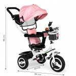 Detská trojkolka s odolnými gumenými kolesami, ružová ECOTOYS Detská trojkolka s odolnými gumenými kolesami, ružová ECOTOYS