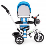 Trojkolka, kočík, otočný pojazd, modrá strieška, gumené kolesá, ECOTOYS
